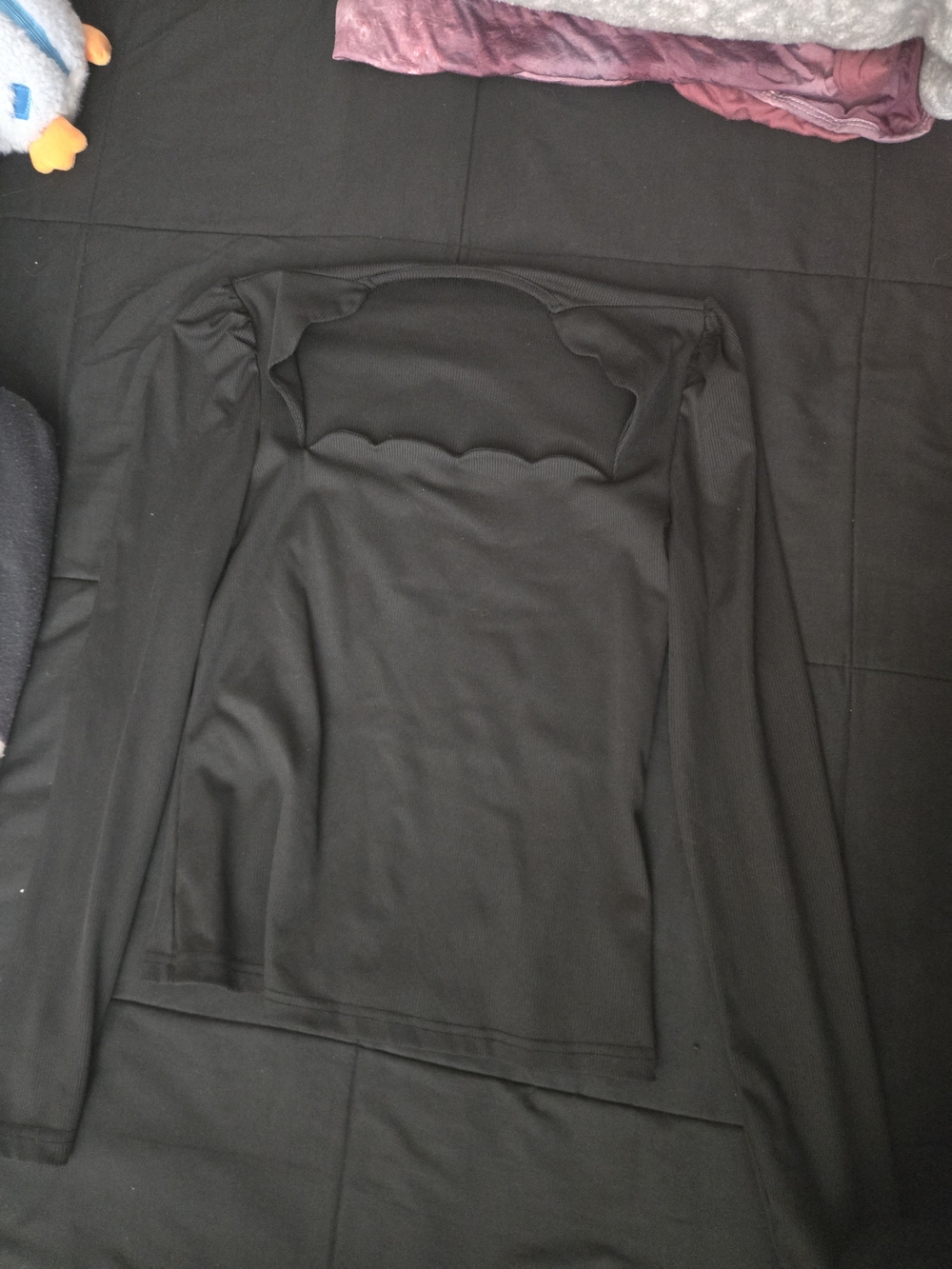 Black Long Sleeve Square Neck Women's Top